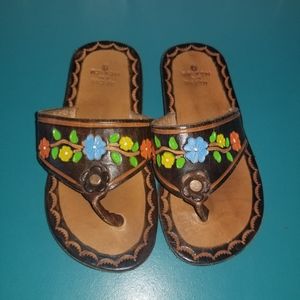 Girls Leather Sandals Flip Flops